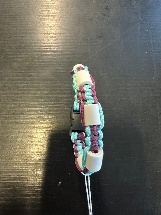 BRACELET ANTI TIQUE/POUX TAILLE 19CM AUBERGINE ET VERT D'EAU
