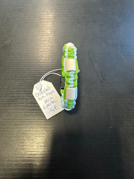 BRACELET ANTI TIQUE/POUX TAILLE 21CM VERT POMME ET BLEU BEBE