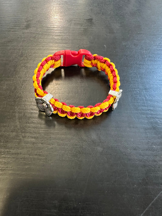 BRACELET PARACORD FLEUR - BICOLORE ROUGE & JAUNE