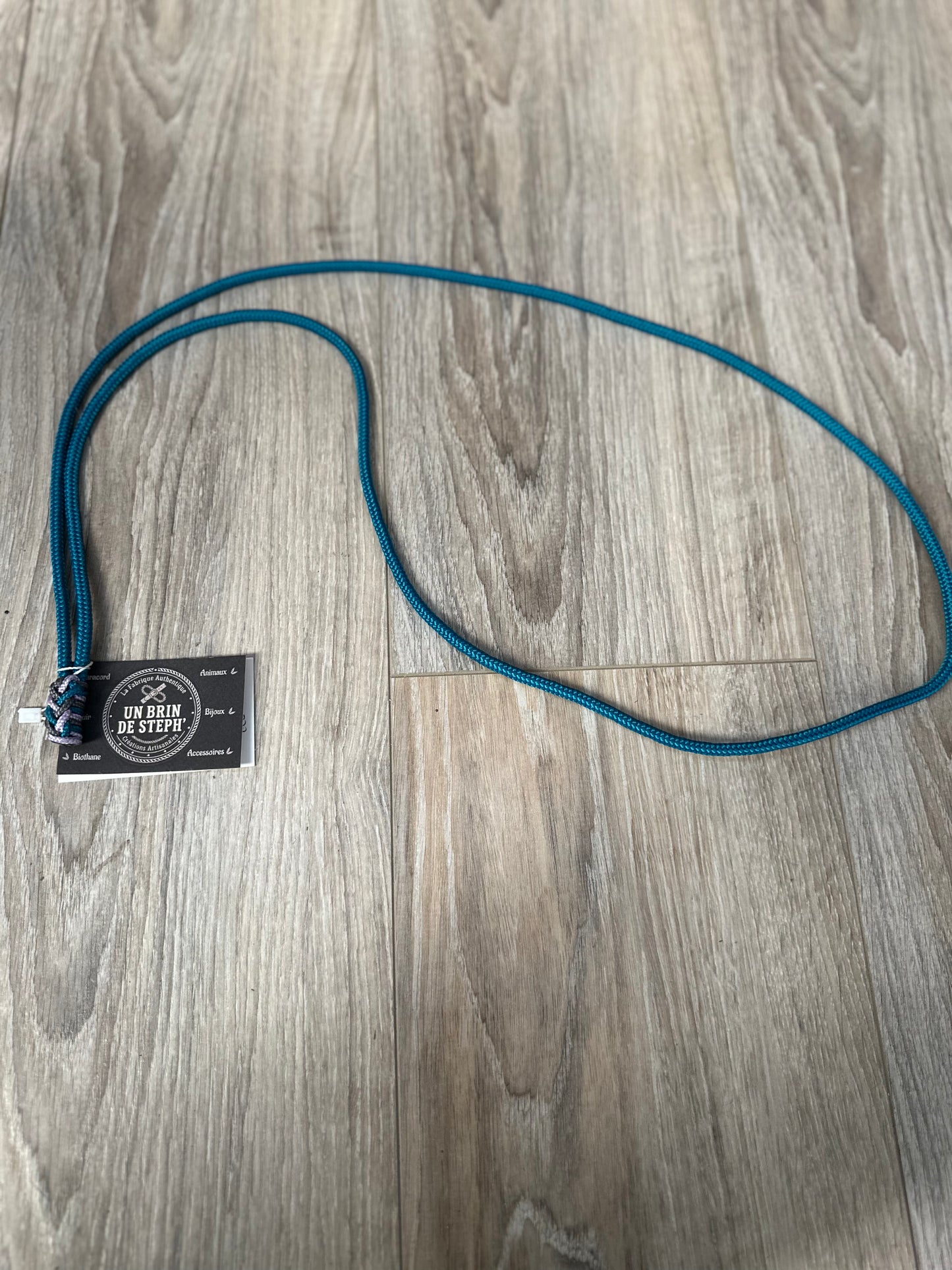 CORDELETTE FINE TAILLE COB AQUA TRESSAGE AQUA/GRIS CHARBON/LILAS