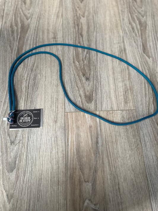 CORDELETTE FINE TAILLE COB AQUA TRESSAGE AQUA/GRIS CHARBON/LILAS