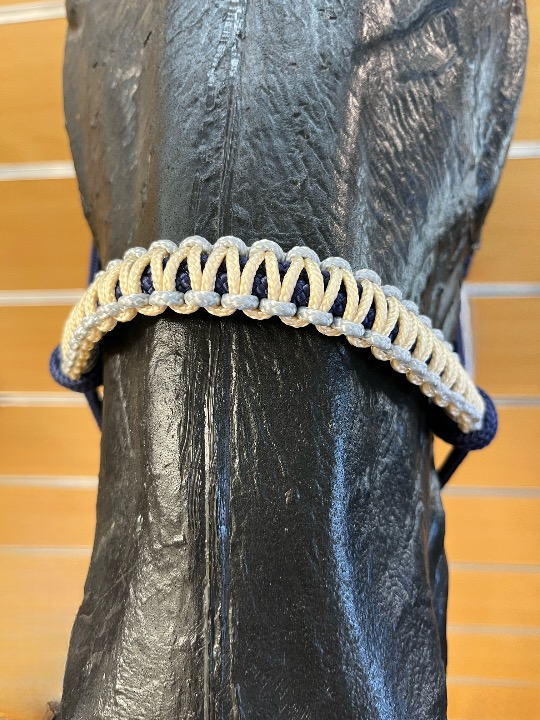 LICOL ETHOLOGIQUE TAILLE PONEY MARINE TRESSAGE COBRA OR/GRIS ARGENT