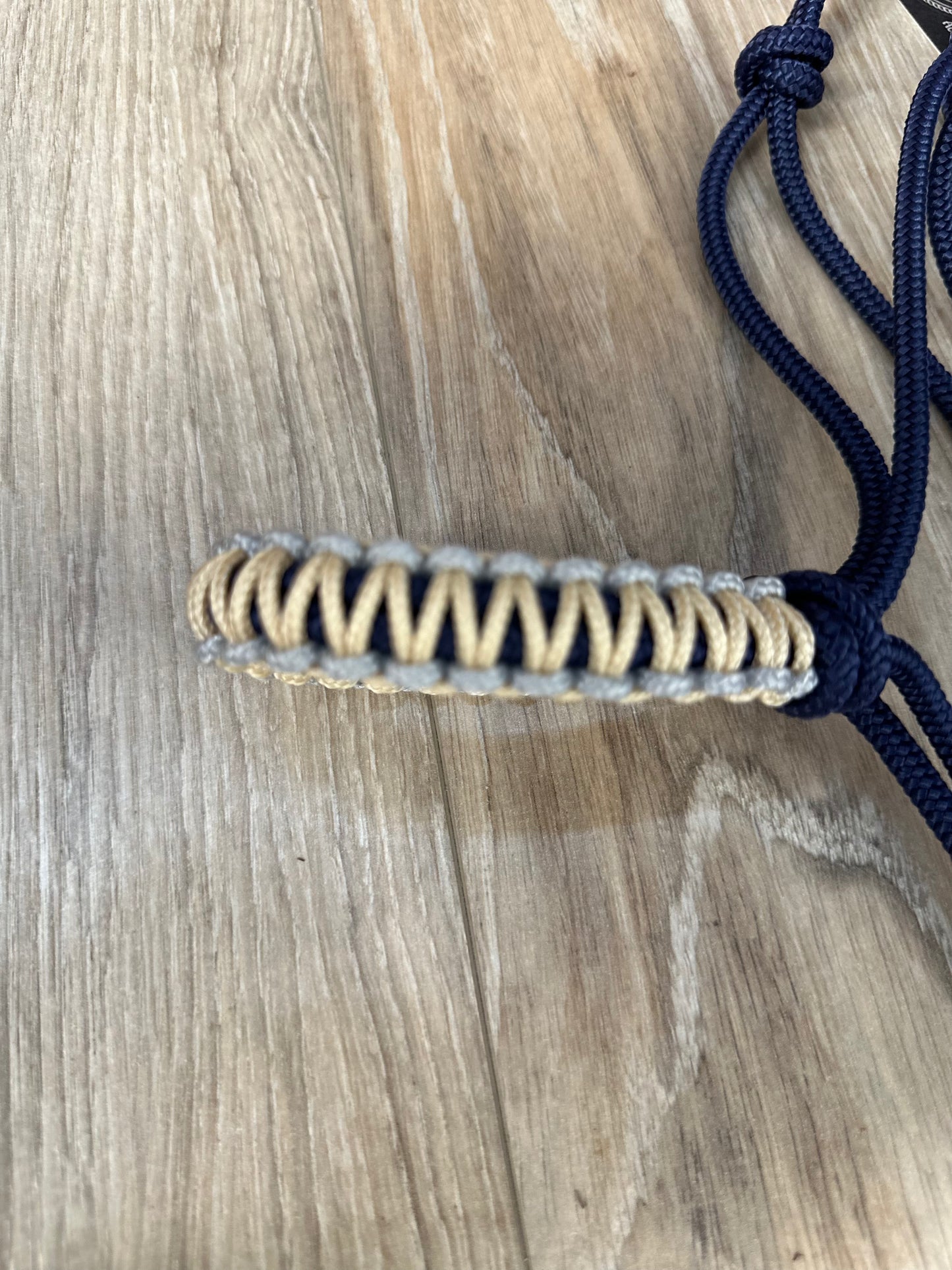 LICOL ETHOLOGIQUE TAILLE PONEY MARINE TRESSAGE COBRA OR/GRIS ARGENT