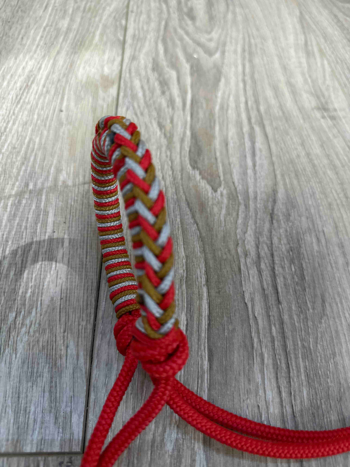 LICOL ETHOLOGIQUE TAILLE CHEVAL ROUGE TRESSAGE INDIEN ROUGE/CARAMEL/GRIS ARGENT