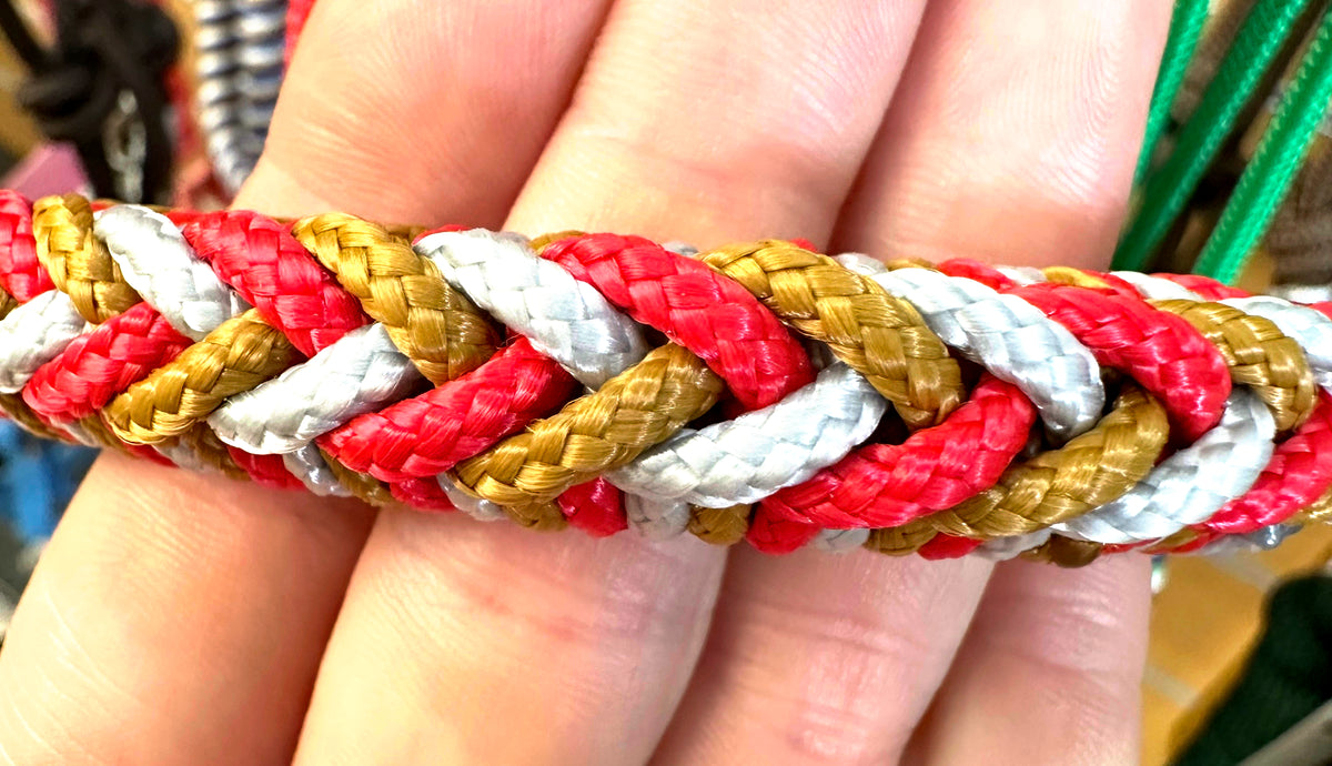 LICOL ETHOLOGIQUE TAILLE CHEVAL ROUGE TRESSAGE INDIEN ROUGE/CARAMEL/GRIS ARGENT