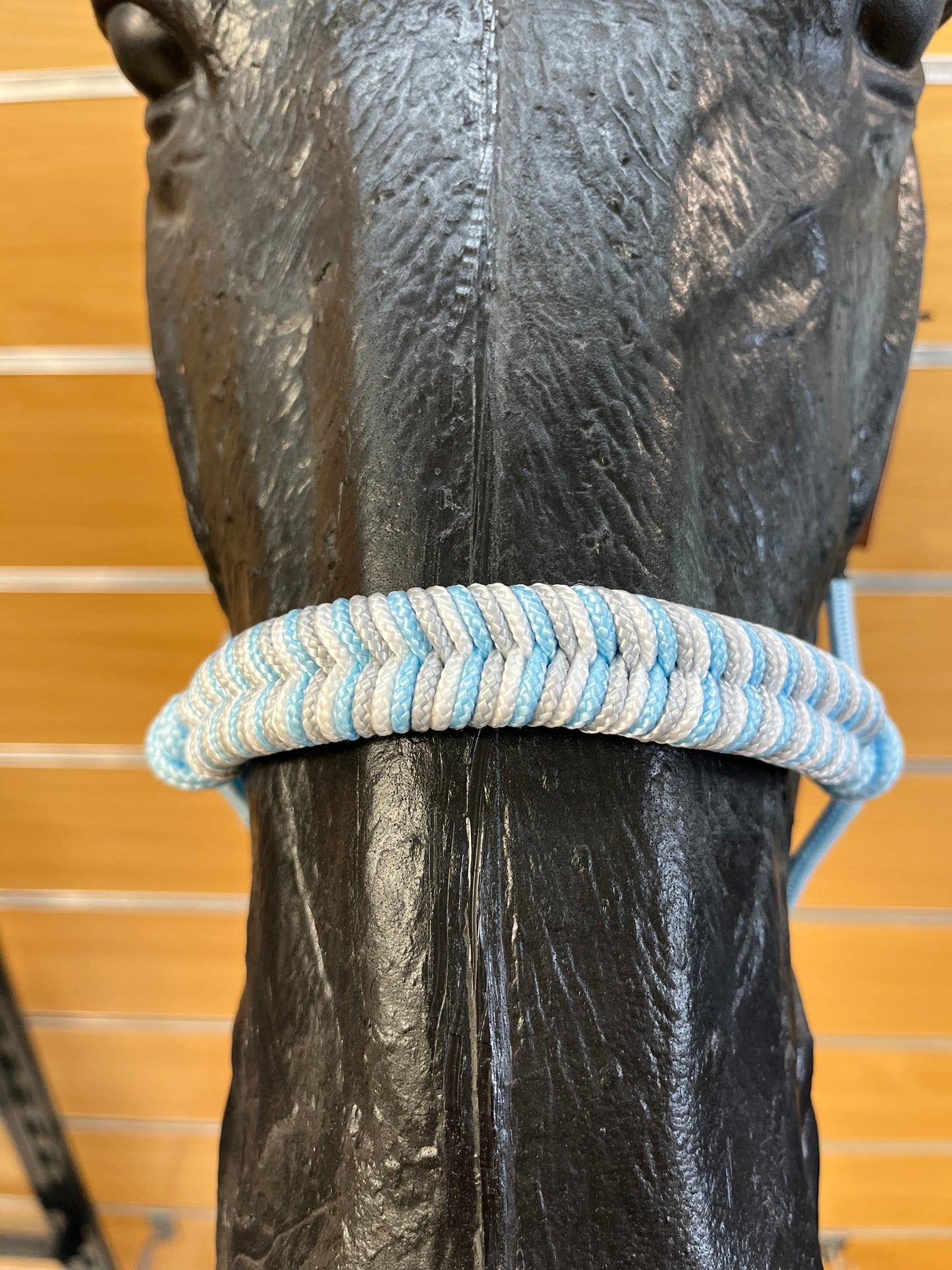 LICOL ETHOLOGIQUE TAILLE PONEY BLEU BÉBÉ TRESSAGE EPI BLEU BÉBÉ/BLANC/GRIS ARGENT