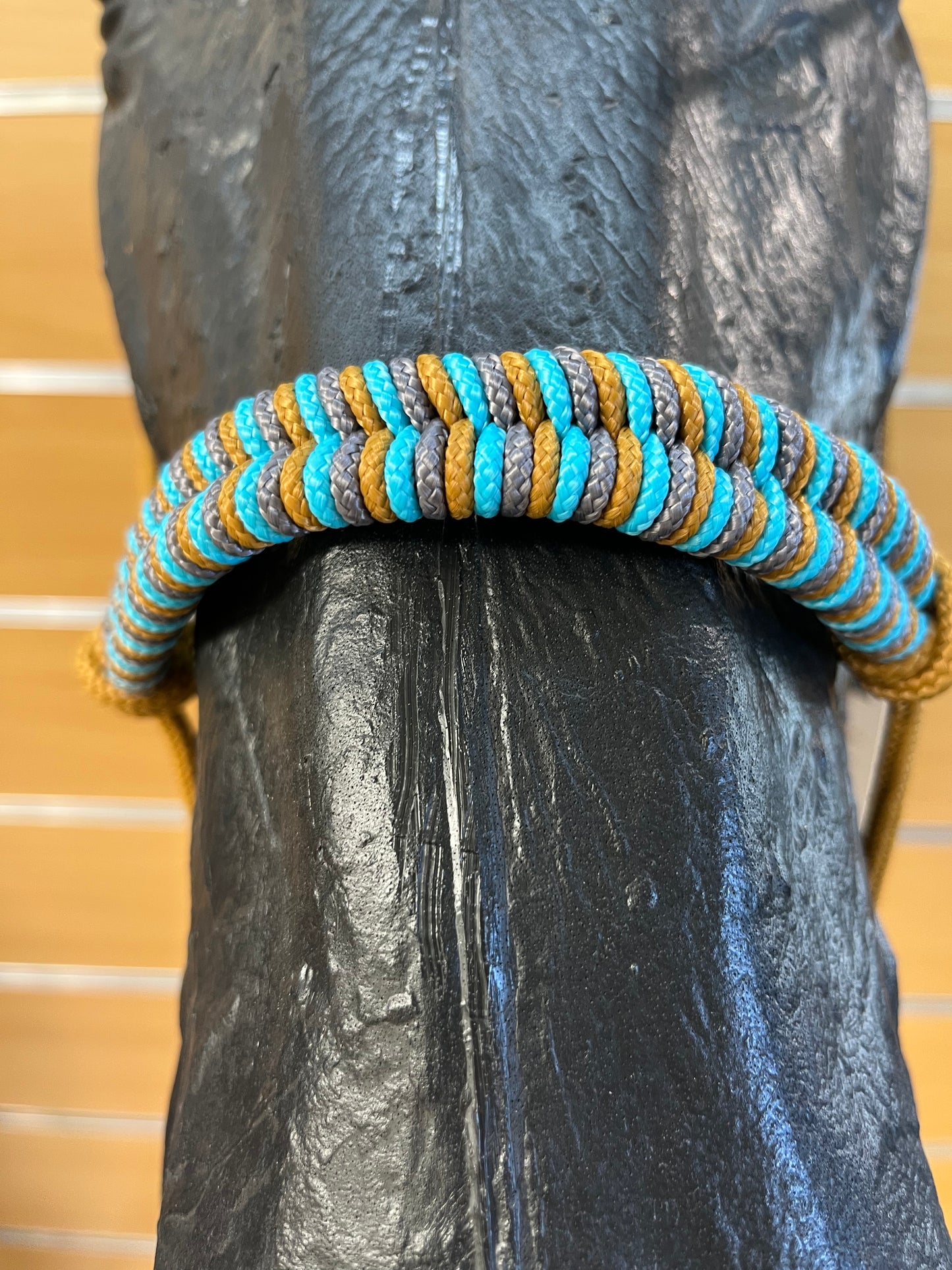 LICOL ETHOLOGIQUE TAILLE PONEY CARAMEL TRESSAGE EPI TURQUOISE/CARAMEL/GRIS CHARBON