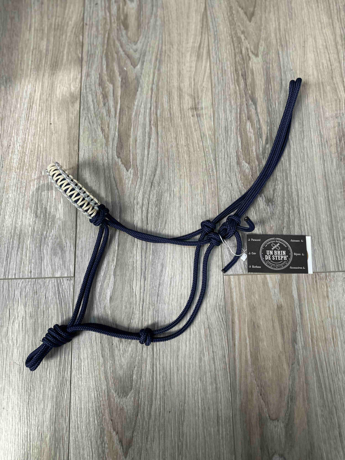 LICOL ETHOLOGIQUE TAILLE PONEY MARINE TRESSAGE COBRA OR/GRIS ARGENT