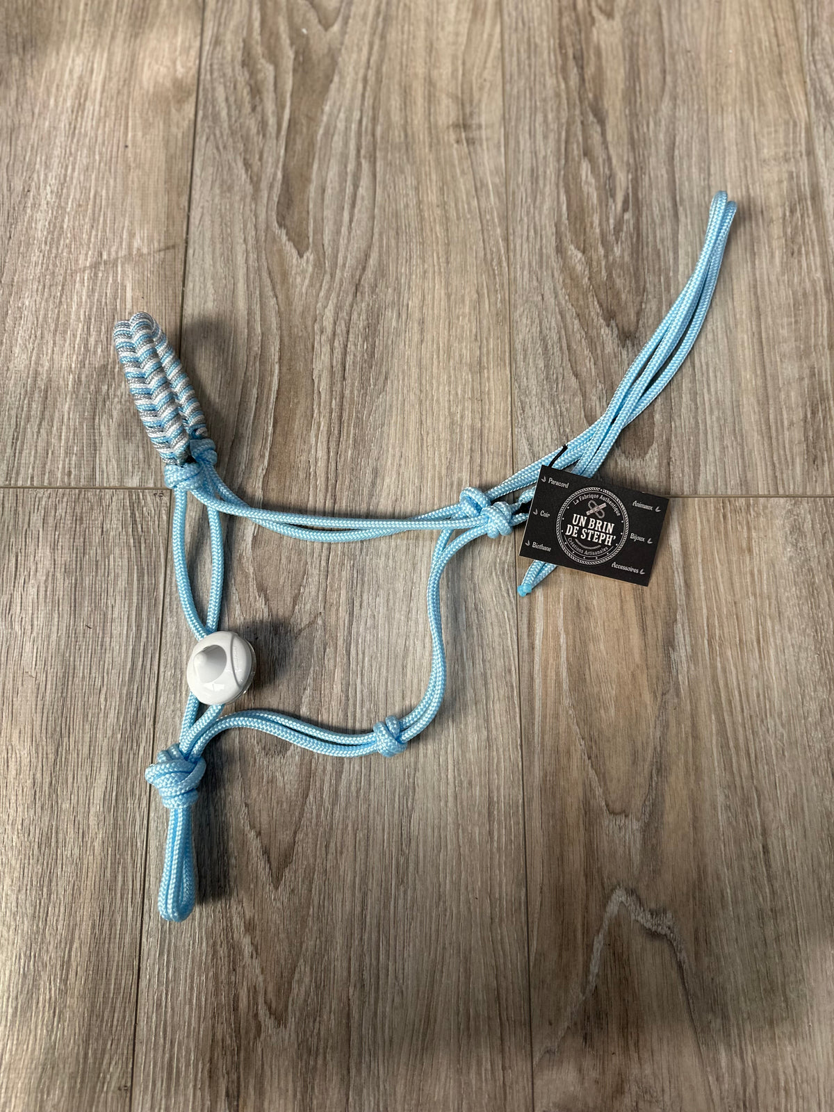 LICOL ETHOLOGIQUE TAILLE PONEY BLEU BÉBÉ TRESSAGE EPI BLEU BÉBÉ/BLANC/GRIS ARGENT