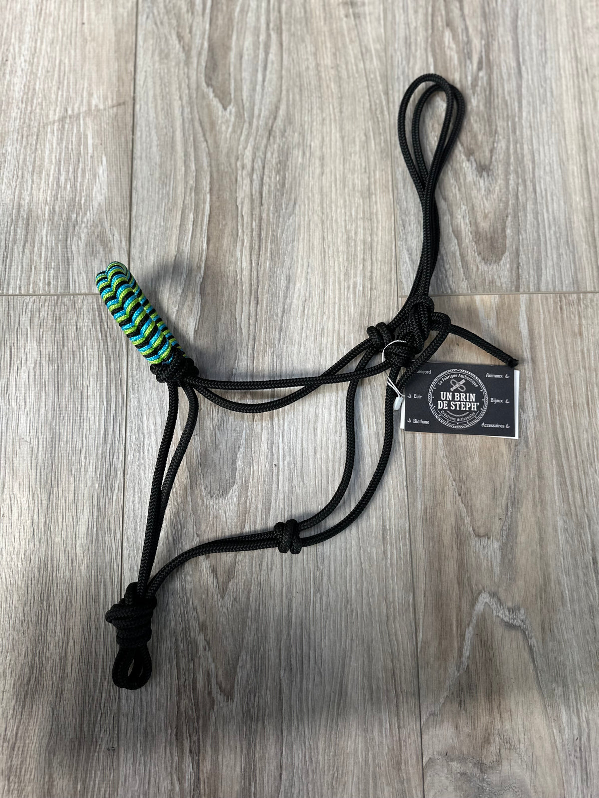 LICOL ETHOLOGIQUE TAILLE PONEY NOIR TRESSAGE EPI NOIR/VERT POMME/BLEU OCEAN