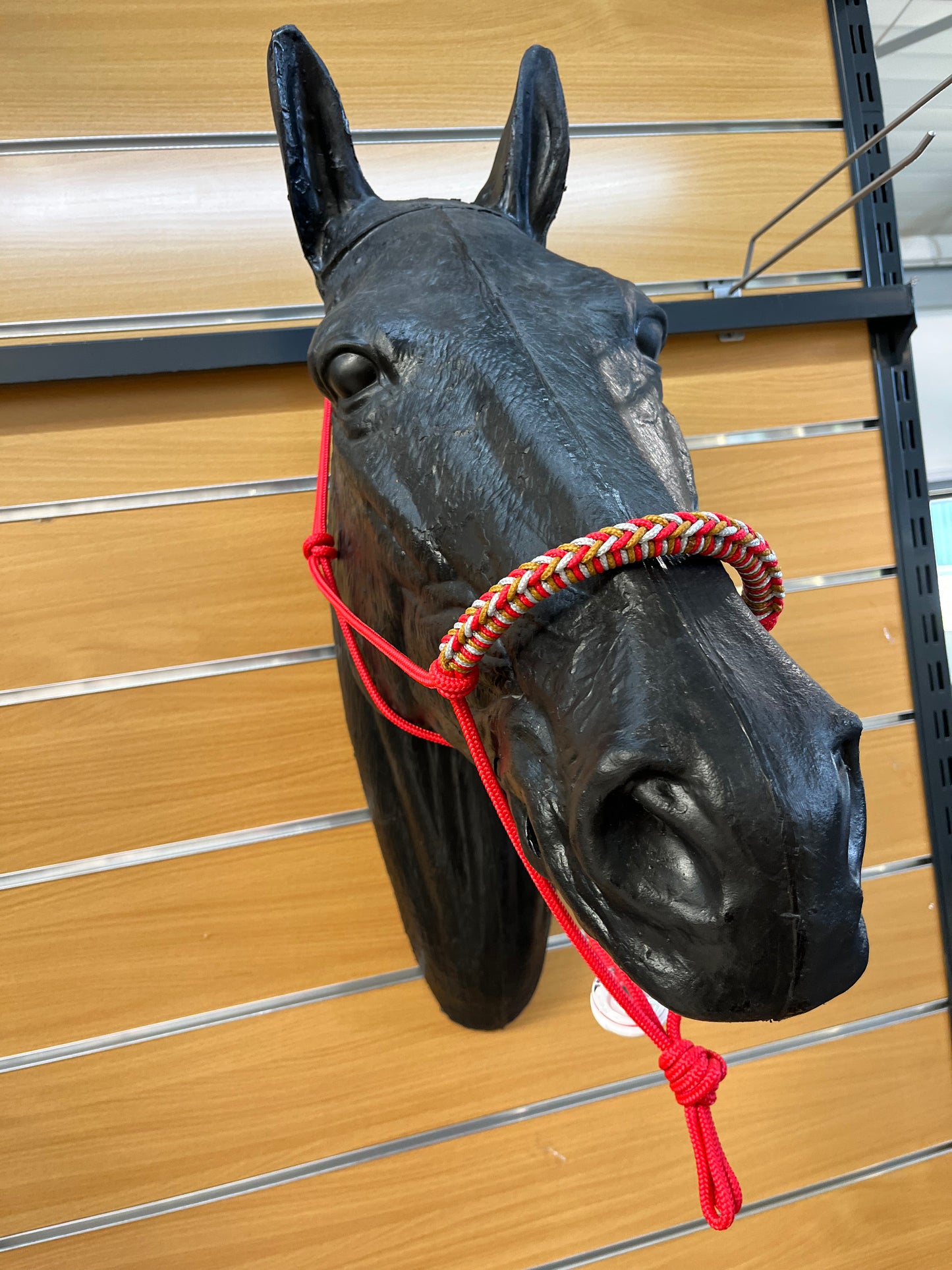 LICOL ETHOLOGIQUE TAILLE CHEVAL ROUGE TRESSAGE INDIEN ROUGE/CARAMEL/GRIS ARGENT