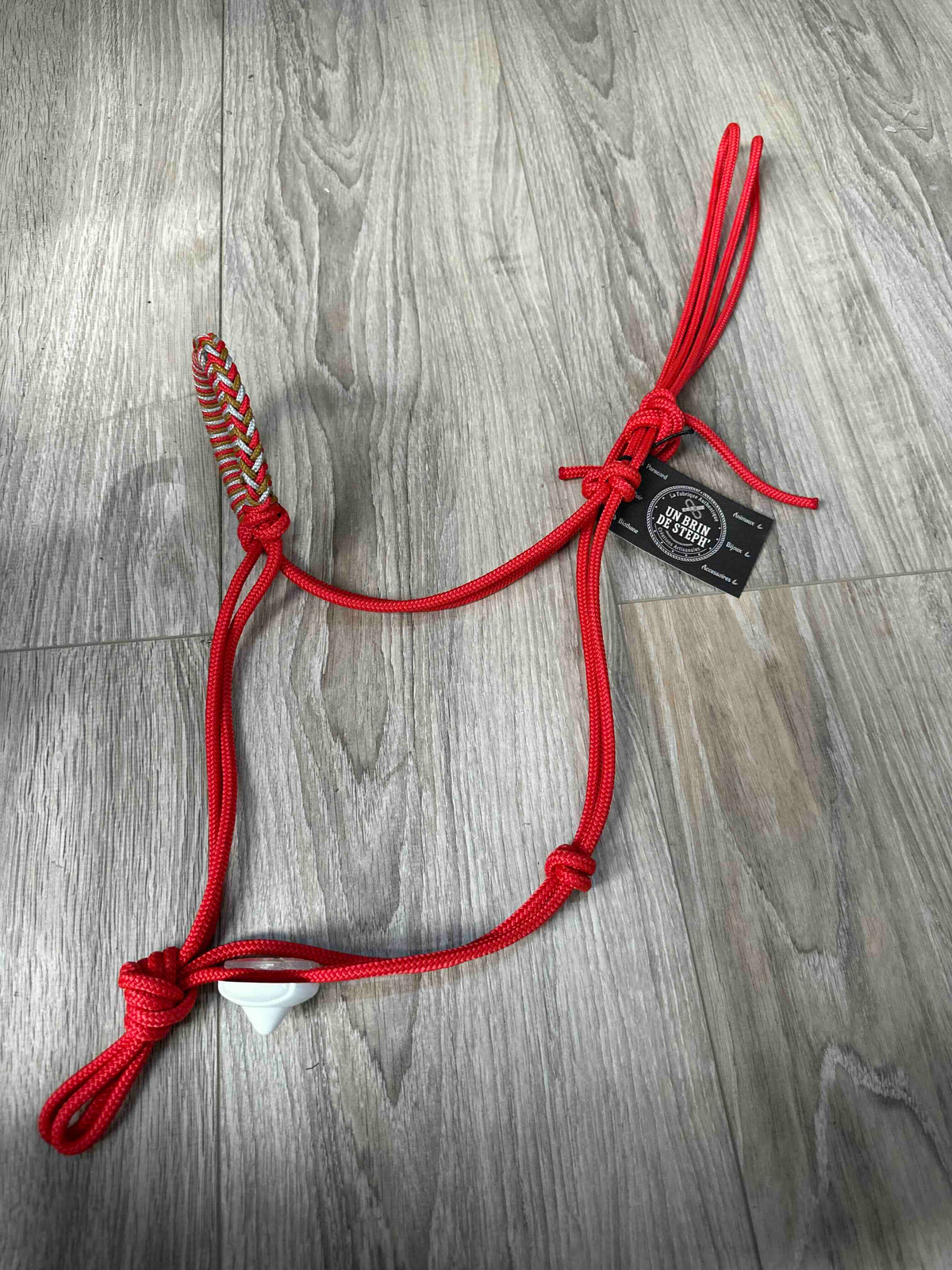 LICOL ETHOLOGIQUE TAILLE CHEVAL ROUGE TRESSAGE INDIEN ROUGE/CARAMEL/GRIS ARGENT