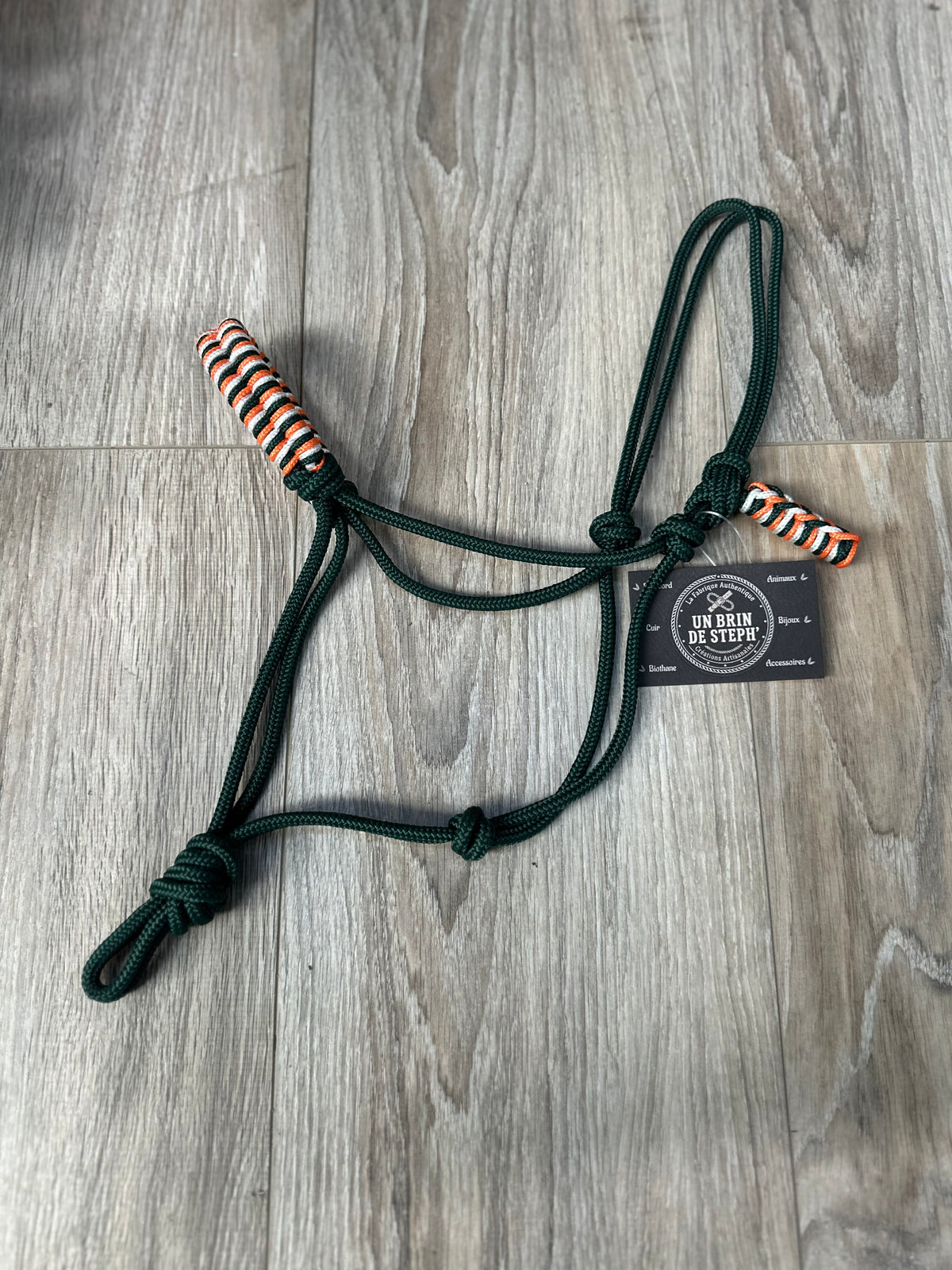 LICOL ETHOLOGIQUE TAILLE SHETLAND VERT SAPIN TRESSAGE EPI VERT SAPIN/ORANGE/BLANC
