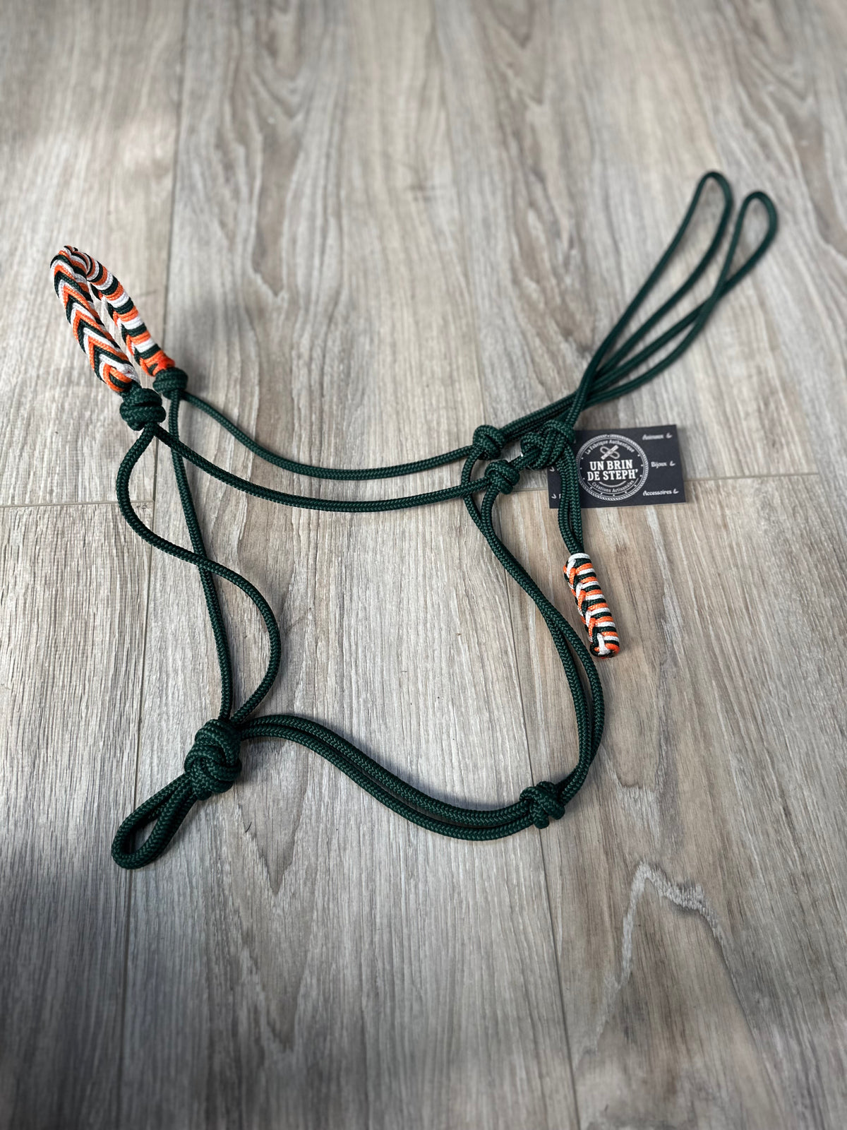 LICOL ETHOLOGIQUE TAILLE CHEVAL VERT SAPIN TRESSAGE AMERINDIEN VERT SAPIN/ORANGE/BLANC