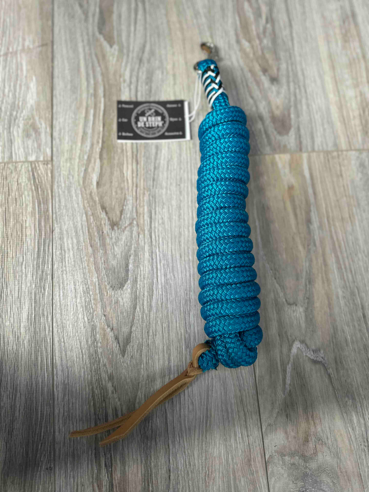 LONGE ETHOLOGIQUE 3M70 14MM AQUA TRESSAGE AQUA/BLANC/NOIR
