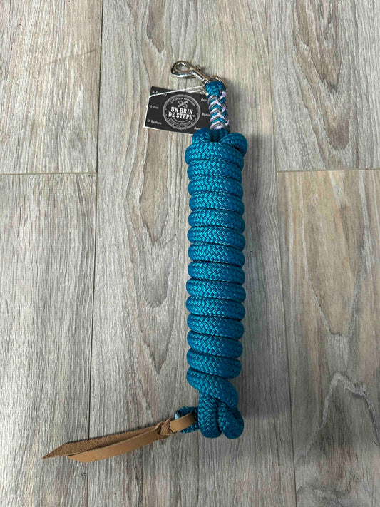 LONGE ETHOLOGIQUE 3,70M 14MM AQUA TRESSAGE AQUA/GRIS CHARBON/LILAS
