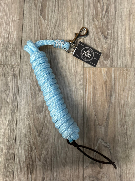 LONGE ETHOLOGIQUE 3M70 14MM BLEU BEBE TRESSAGE BLEU BEBE/GRIS ARGENT/BLANC