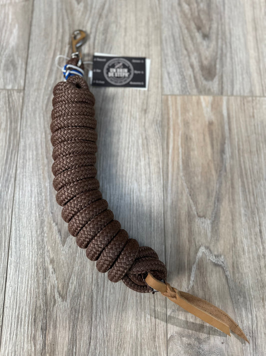 LONGE ETHOLOGIQUE 3M70 14MM MARRON TRESSAGE MARRON/BLANC/BLEU ELECTRIQUE