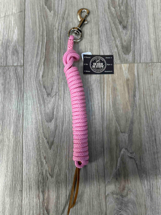 LONGE ETHOLOGIQUE 3M70 10MM ROSE TRESSAGE ROSE