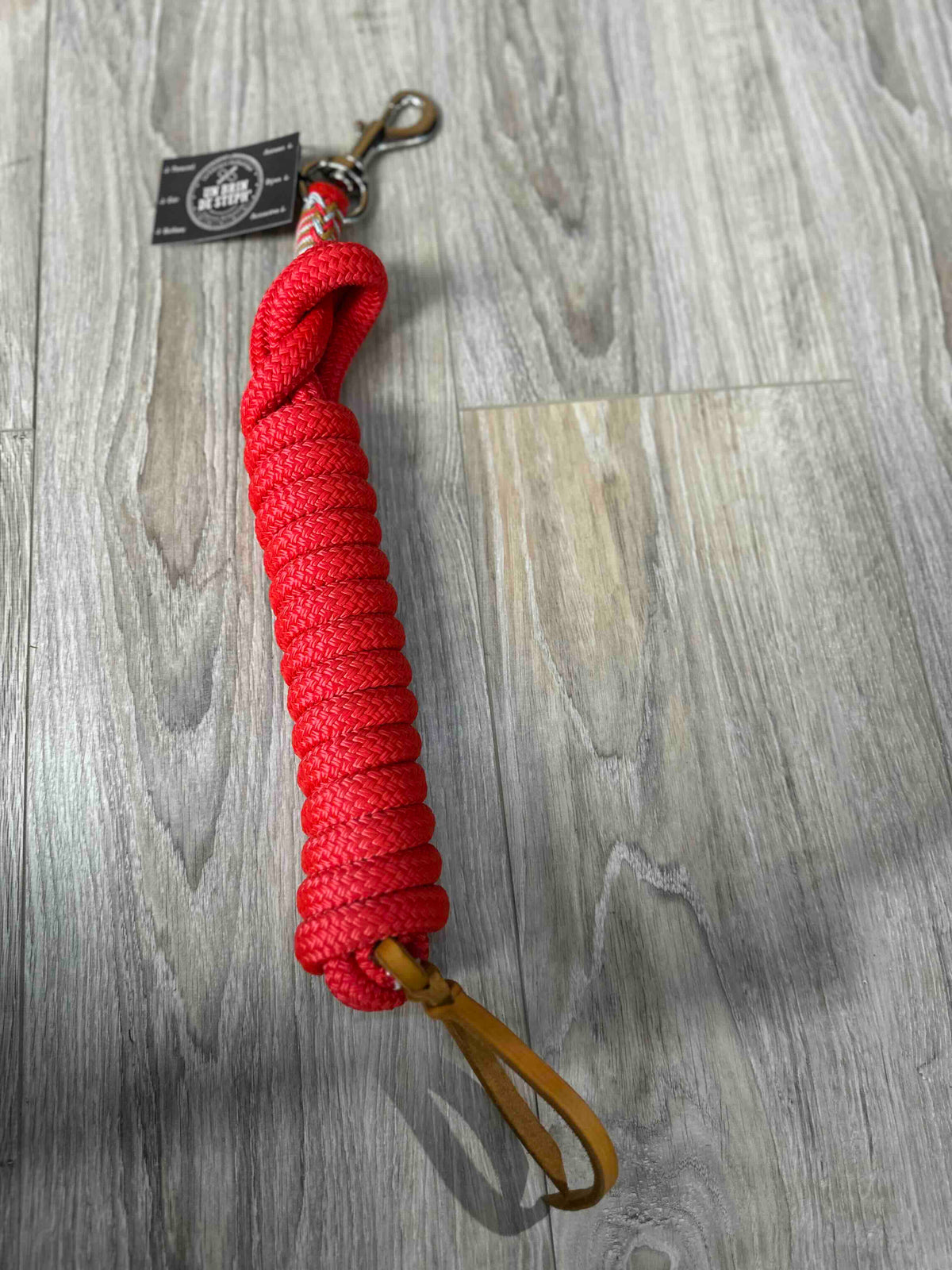 LONGE ETHOLOGIQUE 3M70 14MM ROUGE TRESSAGE ROUGE/CARAMEL/GRIS ARGENT