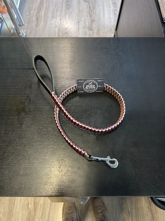 LAISSE EN CUIR MARTIN SELLIER AVEC TRESSAGE PARACORD