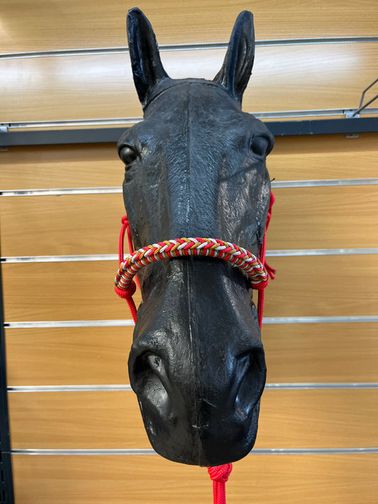 LICOL ETHOLOGIQUE TAILLE CHEVAL ROUGE TRESSAGE INDIEN ROUGE/CARAMEL/GRIS ARGENT