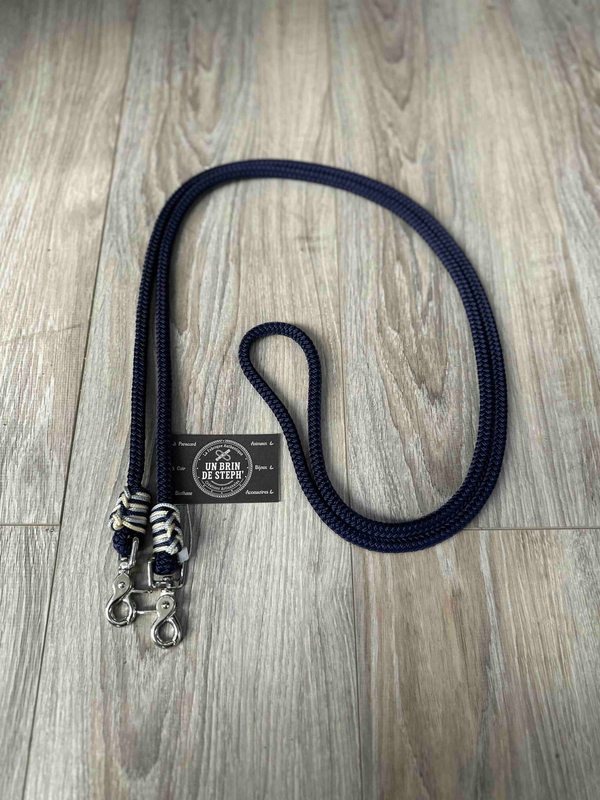 RENES ETHOLOGIQUES TAILLE PONEY MARINE TRESSAGE MARINE/OR/GRIS ARGENT